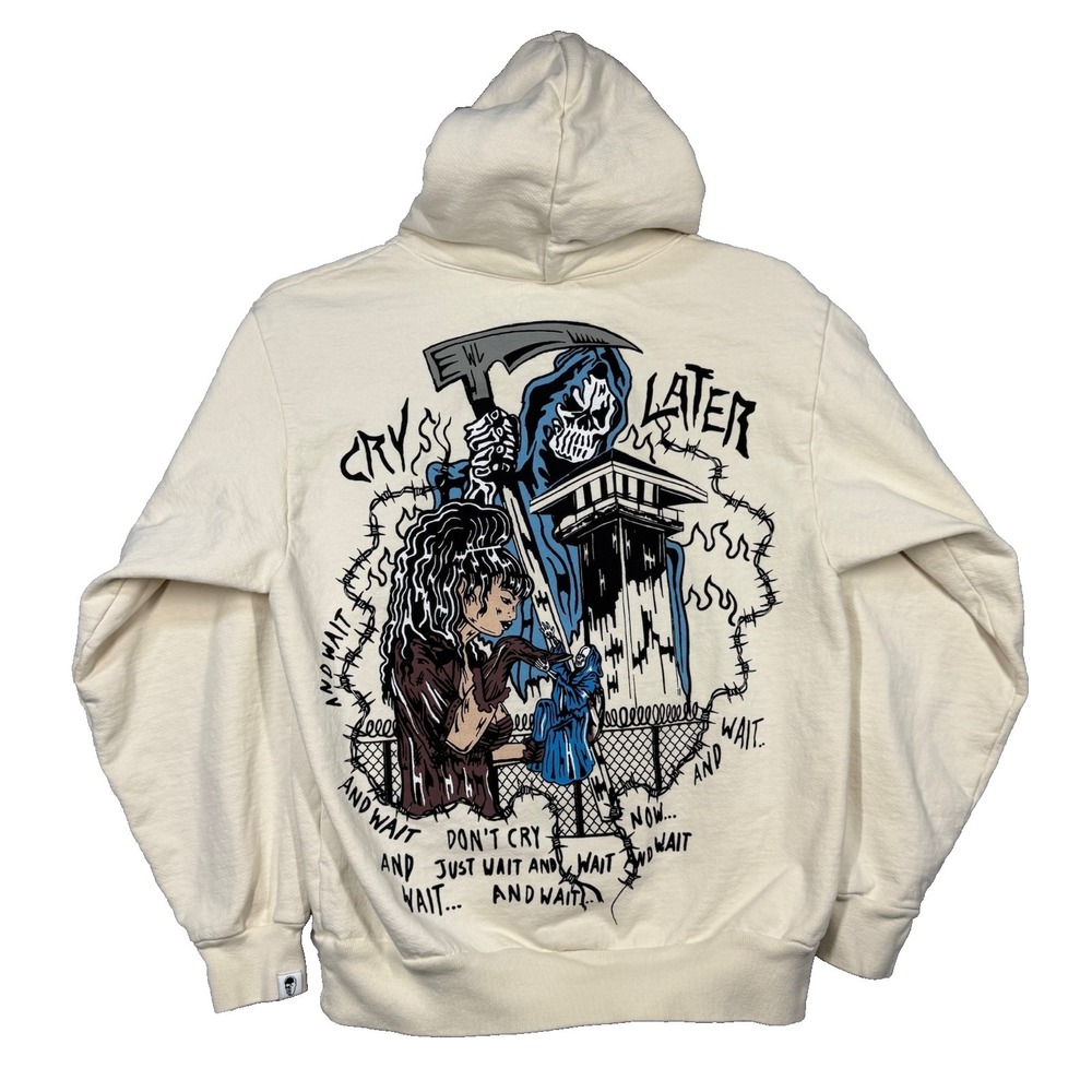 Warren Lotas Hoodie Cry Later Small‎ Beige Reaper Wait Prison Streetwear